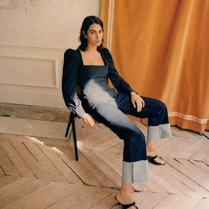 NWOT Zara Premium Folded Up Wide Leg Jeans